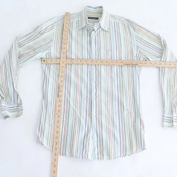 Dolce And Gabbana White And Blue Stripe Button Down Dress Shirt Size  16/41 - Picture 3 of 10